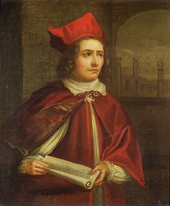 Sir Augustus Harris (1851-96) som kardinal Wolsey av English School