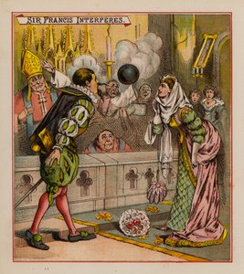 Sir Francis Drake och hans troll (färg litho) av English School