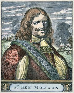 Sir Henry Morgan (ca 1635-88) (färgad gravyr) av English School