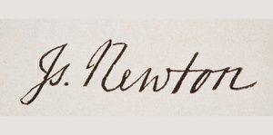 Sir Isaac Newtons signatur, från 