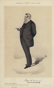 Sir Stafford Northcote, MP (färg litho) av English School