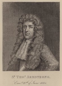 Sir Thomas Armstrong, engelsk soldat och politiker (gravyr) av English School