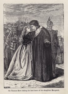 Sir Thomas More tar sin sista ledighet av sin dotter Margaret Roper (gravyr) av English School