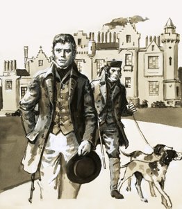 Sir Walter Scott promenerar med Tom Purdie av English School