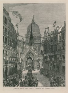 Skiss från Fleet Street och tittar uppför Ludgate Hill av English School