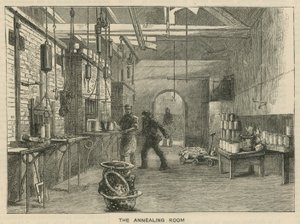 Skisser på Royal Mint, Tower Hill; glödgningsrummet av English School