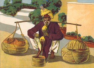 Ormtjusare, Indien (färglitografi) av English School