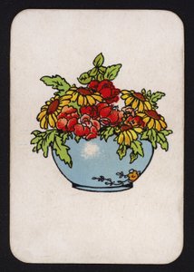 Snap-spelkort: Skål med blommor (färg litho) av English School