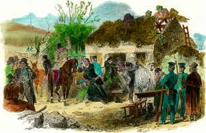 Sociala förhållanden i Irland 1848 utvisning av bönder (illustration london news den 16 december 1848) av English School