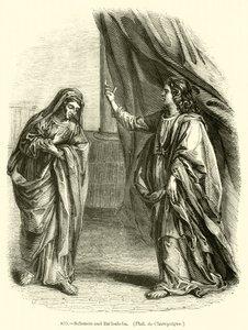 Salomo och Bath-Sheba, Philippe de Champaigne (gravyr) av English School