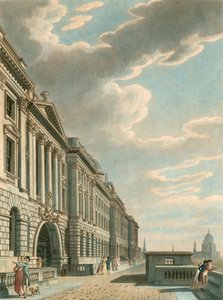 Somerset Terrace längs Themsen, Somerset House, The Strand, London av English School