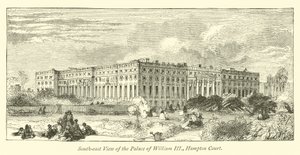 Sydostvy av palatset William III, Hampton Court av English School