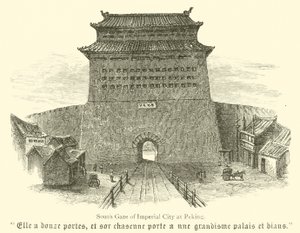 Södra porten till den kejserliga staden i Peking (gravyr) av English School