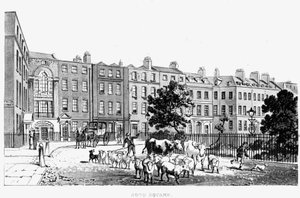 Sydvästra hörnet av Soho Square, 1816 av English School