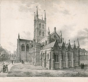 Sydostvy över Lady Chapel, St Saviours Church, Southwark av English School