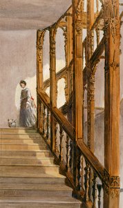 Södra trappan, Audley End House, sent 1800-tal (akvarell på papper) av English School