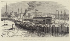 Southampton Pier, med Isle of Wight Steam-Boat (gravyr) av English School