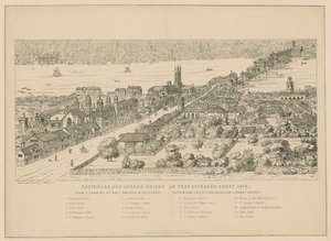 Southwark och London Bridge som de såg ut omkring 1546 av English School
