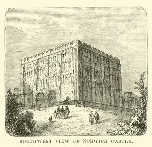 Sydväst utsikt över Norwich Castle av English School