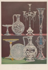 Exemplar av graverat glas av herrarna Dobson och Pearce, London av English School