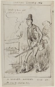 Sporting Gallery No.2, A Regler, Artful Cove at a Old Crow, c.1825 (penna och bläck på papper) av English School
