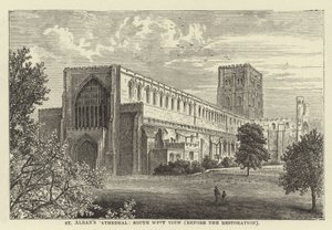 St Albans Cathedral, sydvästlig vy, före restaureringen av English School