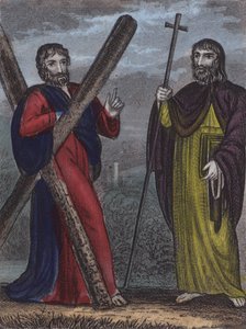 St Andrew, St Philip (färgad gravyr) av English School