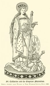St Catharine och kejsaren Marentius (gravyr) av English School