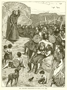 St. Columb predikar i Iona, 564 e.Kr av English School