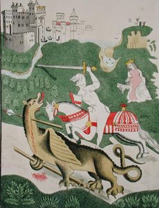 St. George med draken, från treenighetens kapell i Stratford Upon Avon, Warwickshire av English School