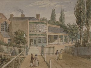 St Helena te-trädgårdar, Lower Road, Rotherhithe, ca 1860 (wc på papper) av English School