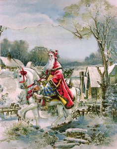 S:t Nicolas, viktorianskt julkort (tryck) av English School