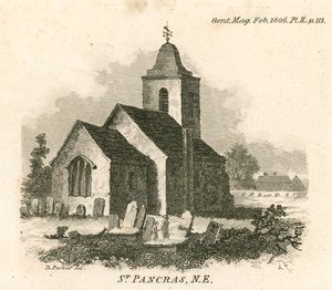 St Pancras Church, London; nordöstra vy av English School