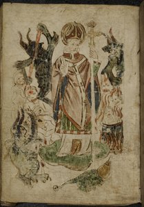 St Patrick omgiven av demoner av English School