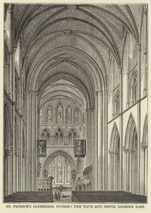 St Patricks Cathedral Dublin, skeppet och kören, tittar österut av English School