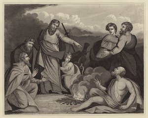 St Paul skakar huggormen ur sin hand (gravyr) av English School