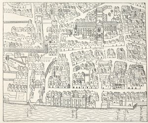 St Pauls and Neighbourhood, från Aggas Plan, 1563 av English School