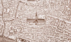 St Pauls och dess närhet, vid tiden för Henry VIII av English School