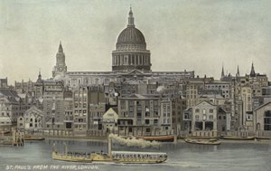 St Pauls från floden, London av English School