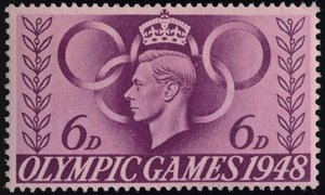 Frimärke till minne av OS i London 1948 av English School