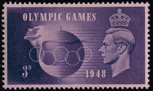 Frimärke till minne av OS i London 1948 av English School