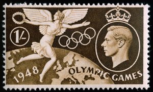 Frimärke till minne av OS i London 1948 av English School
