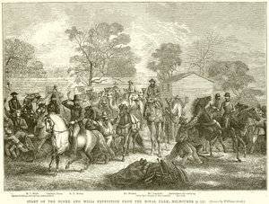 Start av Burke and Wills Expedition från Royal Park, Melbourne av English School