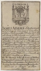 Stationers, James Adams, byteskort av English School