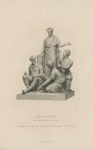 Staty som föreställer Engineering som pryder Albert Memorial av English School