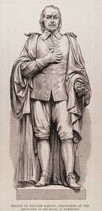Staty av William Harvey (1578-1657), Discoverer of the Circulation of the Blood, vid Folkestone, från The Illustrated London News, 13 augusti 1881 av English School