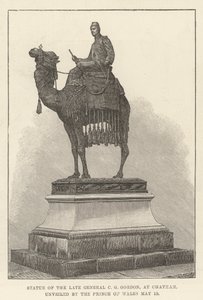 Staty av den avlidne general C G Gordon, i Chatham, avtäckt av prinsen av Wales av English School
