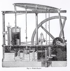 Ångmotor Designad av James Watt (1736-1819), av Bonnafoux av English School
