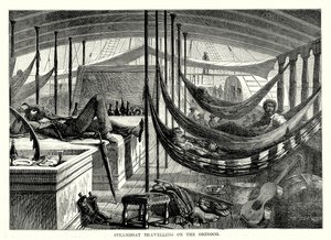 Ångbåt på väg på Orinoco (gravyr) av English School