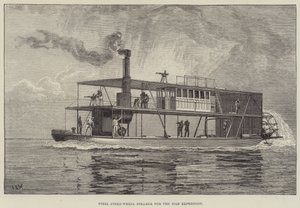 Steel Stern-Wheel Steamer för Nile Expeditionen (gravyr) av English School